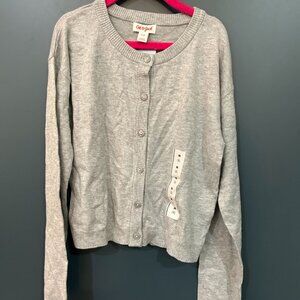 NWT Girls' Medium Button-Front Cardigan Sweater Cat & Jack, Light Heather Gray